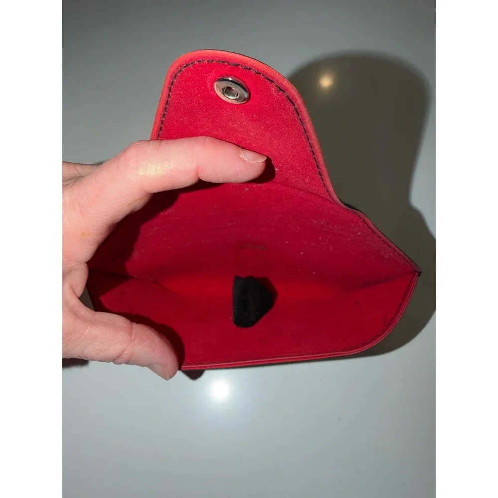 Ray-Ban Black Faux Leather Sunglasses Case Red Interior Snap Closure Luxottica